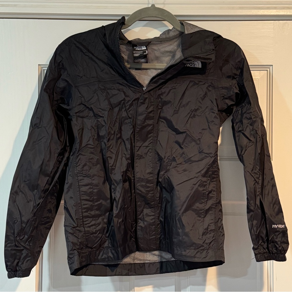 EUC Boys North Face Hyvent Wind/Rain Jacket Black sz M (10/12)